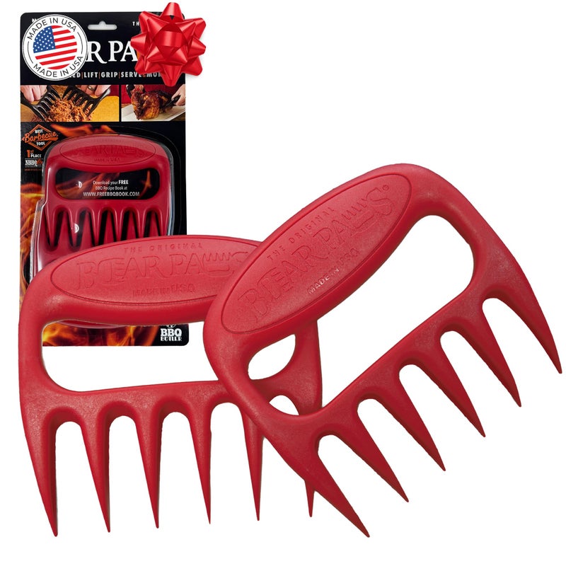 Bear Paws Meat Claws - The Original Meat Shredder Claws for Pulled Pork, USA Made - Easily Lift, Shred, Pull and Serve Pork, Chicken, Brisket and Turkey - Gift for Dad on Christmas! (Red) - Image 1